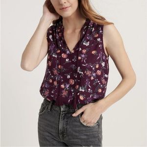 Lucky Brand Venus Tank Shirt Women's M Purple Floral BOHO Allover Print